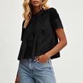 thumbnail image 4 of Guluxicc Women's Lace Shirts Loose Short Sleeve Mock Neck Basic Tops for Summer Casual Outfits, 4 of 6
