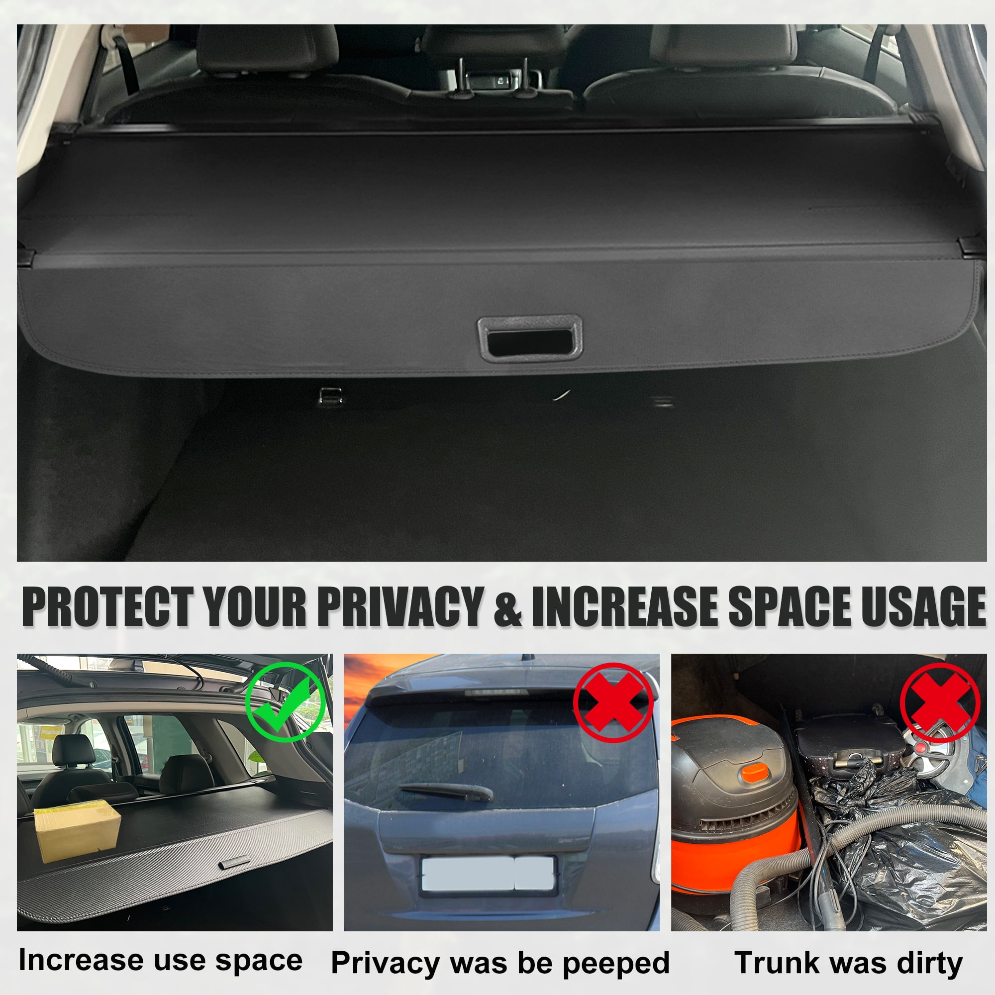 Unique Bargains Retractable Cargo Cover for VW Tiguan 2018 2019 2020 2021 2022 2023 Black