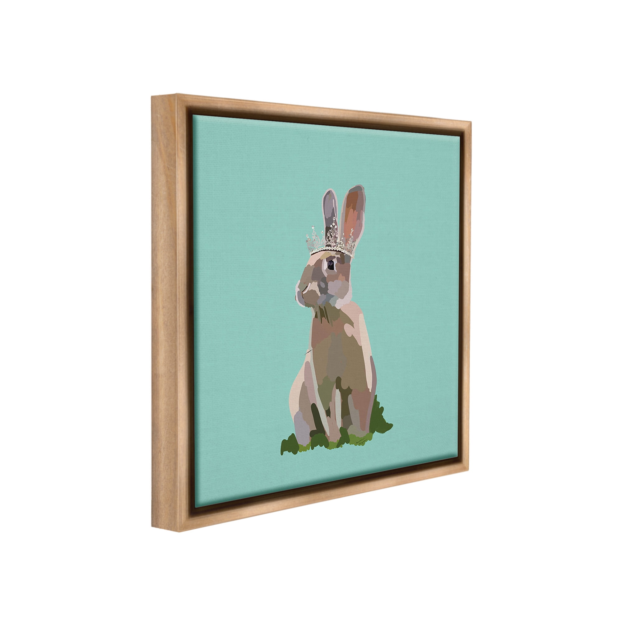 Stupell Industries Rabbit with Royal Crown Animals & Insects Painting Brown Floater Framed Canvas Art Print Wall Art, 25 x 25