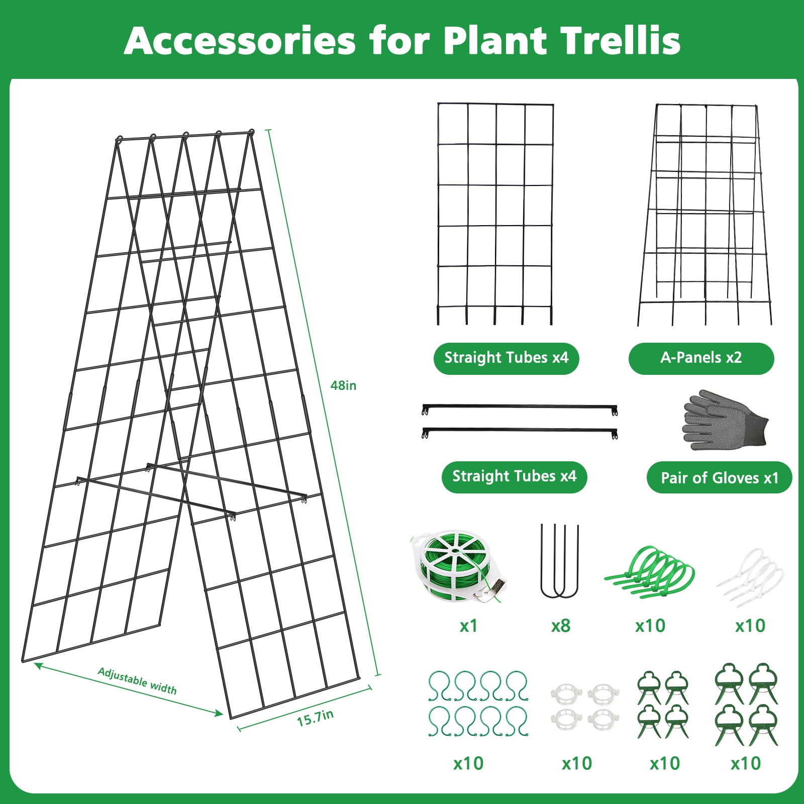 ROMUCHE 2 Pack A-Frame Folding Garden Trellis Outdoor Lattice for Climbing Plants Cucumber Raised Bed