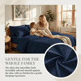 thumbnail image 3 of WVG Bamboo Sheet Set King Size, Soft Cooling Bedding Set with Embossed Stripe Design, Deep Pocket Fitted Sheet, Breathable & Smooth Bed Sheets for Hot Sleepers, 3 of 9