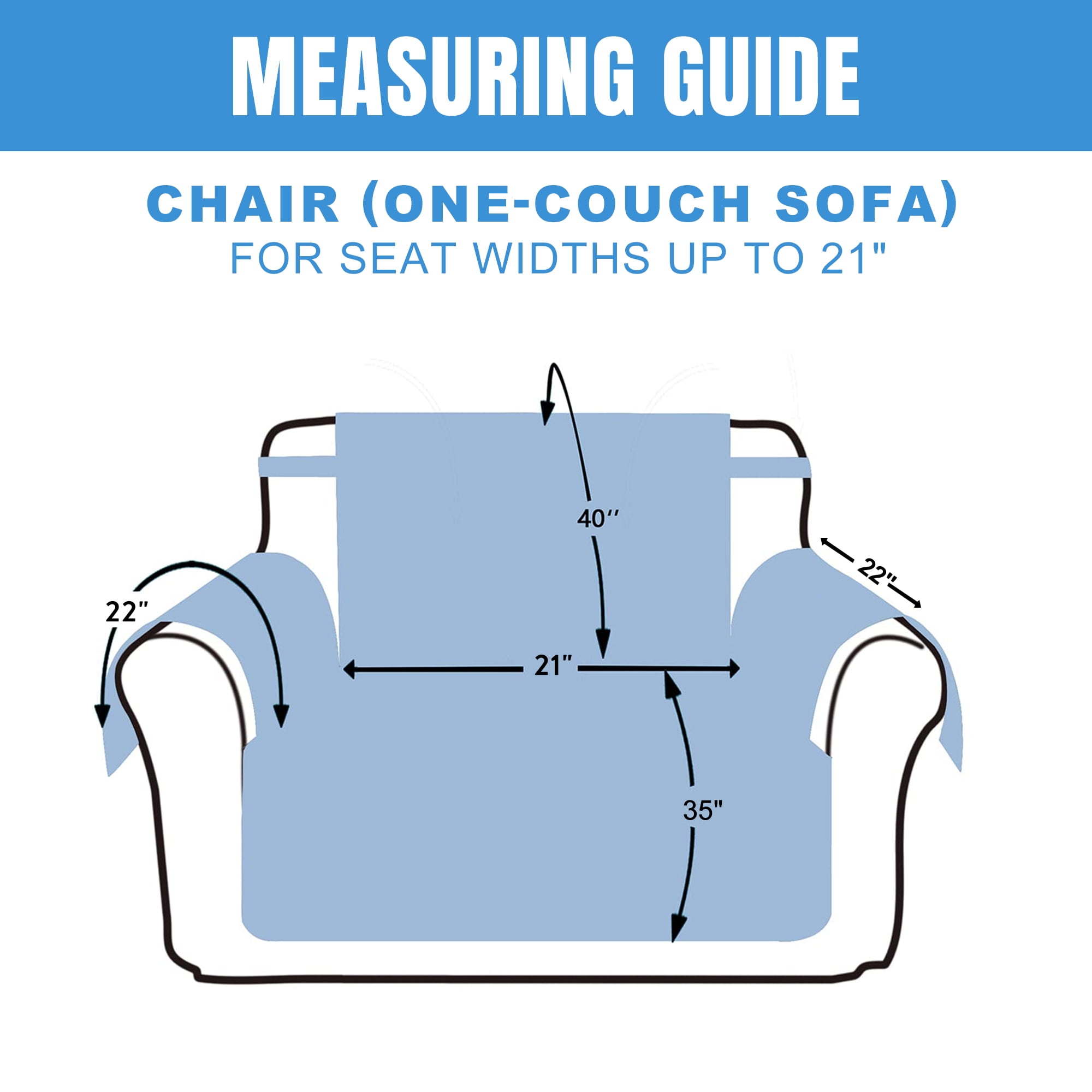 Sanmadrola Reversible Sofa Cover Machine Washable Couch Cover Water Resistant Slipcover Non Slip Furniture Protector for Dogs, Children, Pets, Chair Size, Aqua Blue