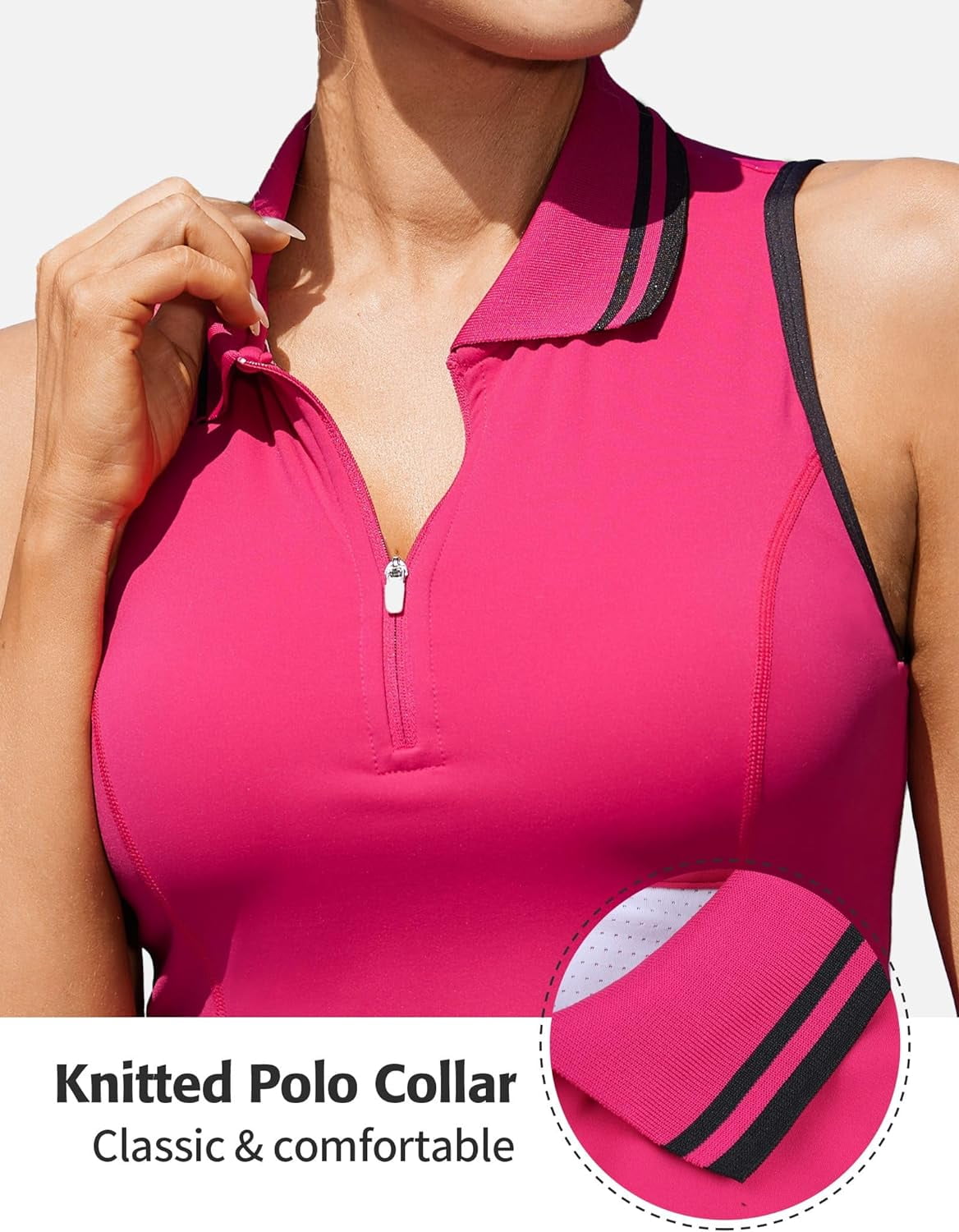 ALove Women Tennis Outfit Sports Dress Golf Exercise Dresses with Shorts and Pockets Polo Collar Zipper Athletic Dresses Tennis Dress