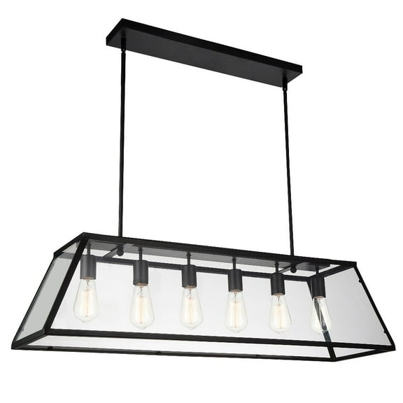 CWI Lighting Alyson 6 Light Down Farmhouse Metal Chandelier in Black