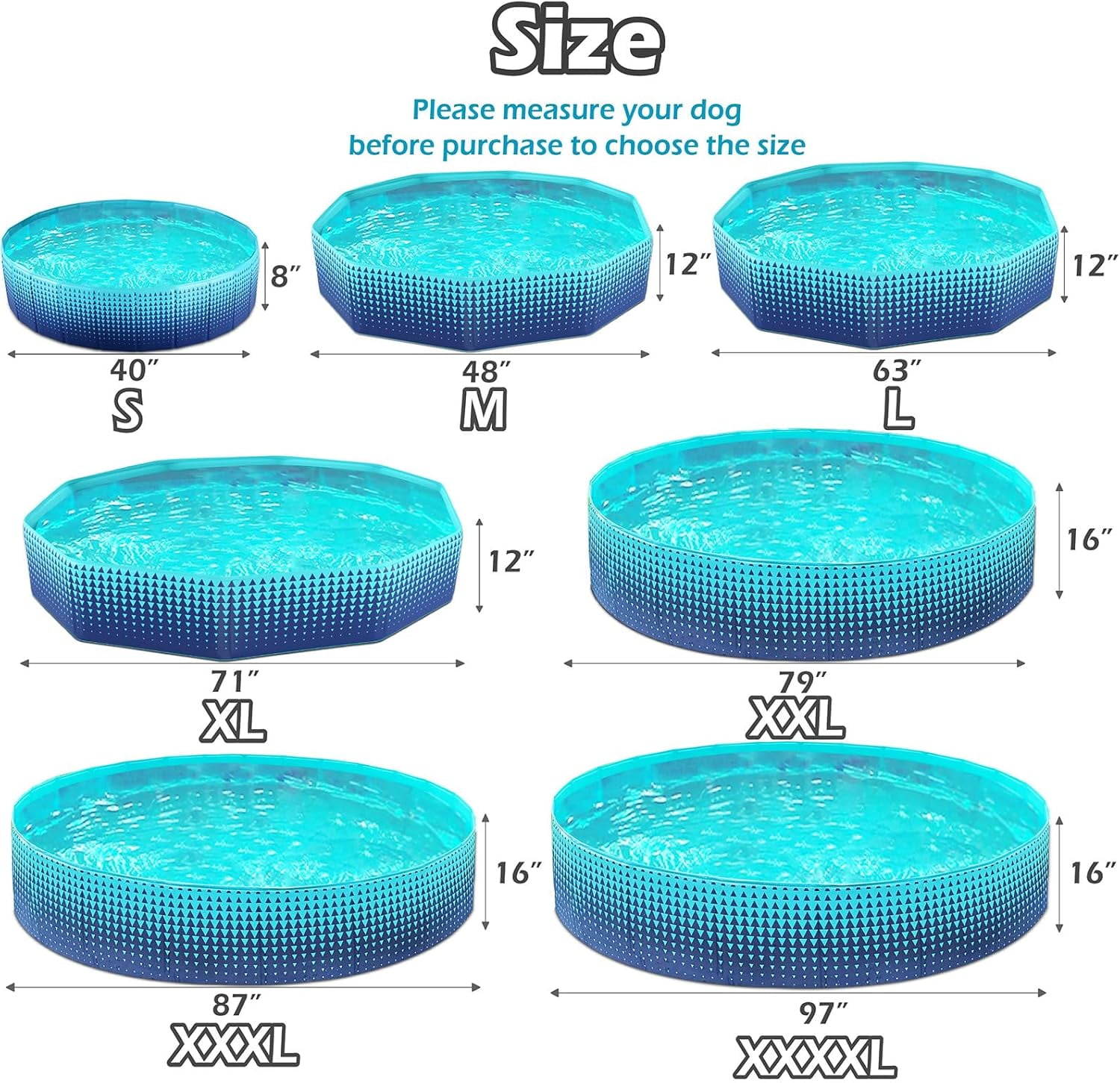 Foldable Dog Kiddie Pool - Hard Plastic Kids Paddling Pool Toddler Baby Swimming Pools for Backyard Collapsible Whelping Box Pet Doggie Cats Wading Pools Bathtub for Puppy Large Dogs 48In,G