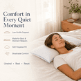 thumbnail image 3 of Soft Low Profile Bed Pillow, 29.13×18.89 inch Thin Sleeping Pillow with Breathable Polyester Filling, Gentle Neck Support for Stomach, Back and Side Sleepers, Washable Bedroom Pillow, 1 Pack, 3 of 9