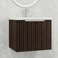 thumbnail image 3 of Tcbosik 24 inch Bathroom Vanity with Resin Sink Combo, Wall Mounted Floating Vanity Cabinet with Soft Closing Doors for Small Space, Brown, 3 of 10