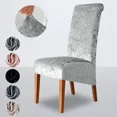 thumbnail image 3 of 2 piezas de funda para silla de comedor de terciopelo, paquete completo, elástica, para hogar, hotel, restaurante, banquete, color sólido, funda para asiento de silla, protector de muebles, 3 of 11