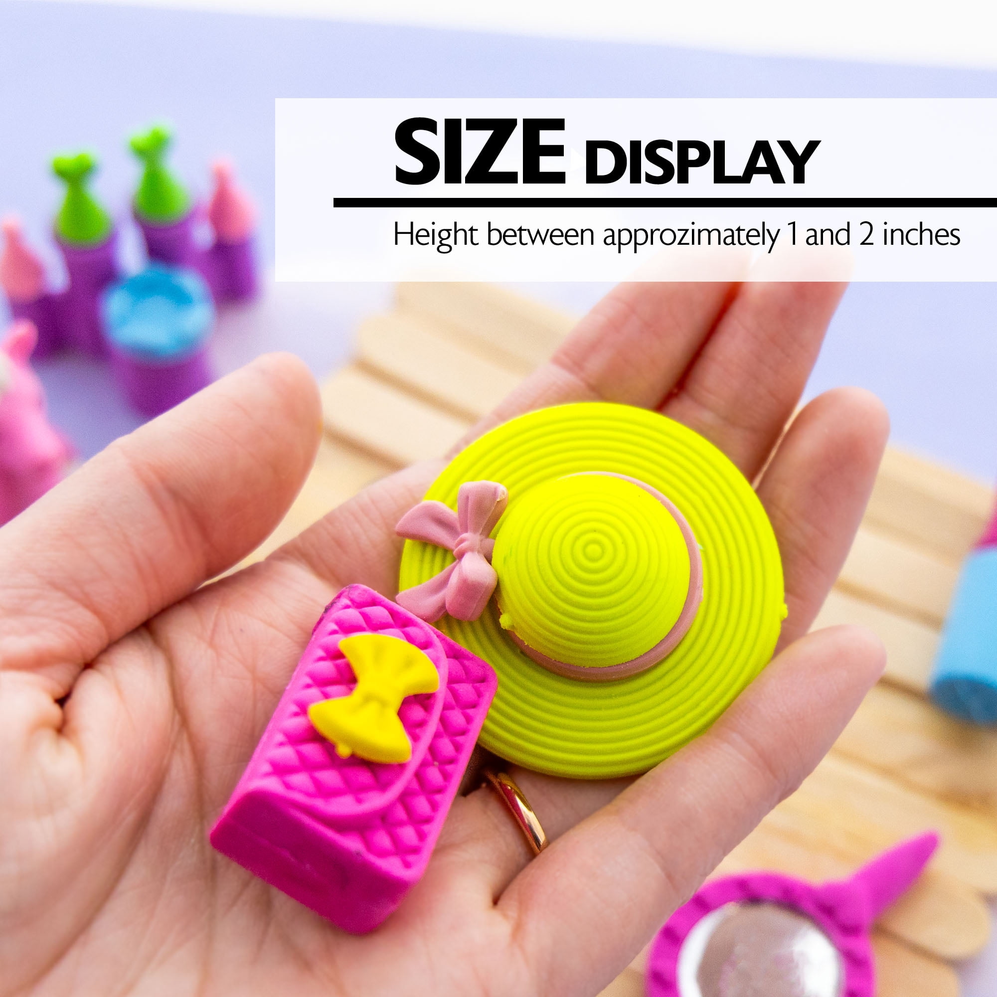 BAZIC 3D Erasers Set, Assorted Food and Princess Dress up Mini Pencil Erasers (4/Pack), 8-Packs