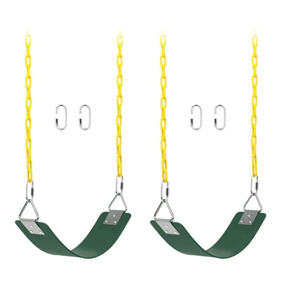 AGPTEK 2 Pack Swing Sets, Swing Seat with 167.6 CM Anti-Rust Chains Thermoplastic Coated, Cushion Accessories Replacement with Snap Hooks for Ou