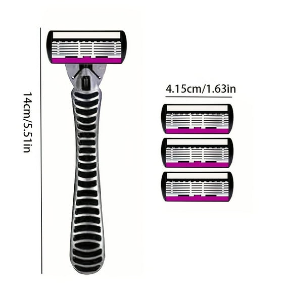 Men's 6-blade manual razor set with anti-slip strips for 10 occasions - a must-have tool for daily hair removal for men and women