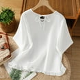 thumbnail image 6 of ZQUUVOU Womens T-Shirts Solid Color Short Sleeved Ruffle Hem Crew Neck Top(White,XL), 6 of 8