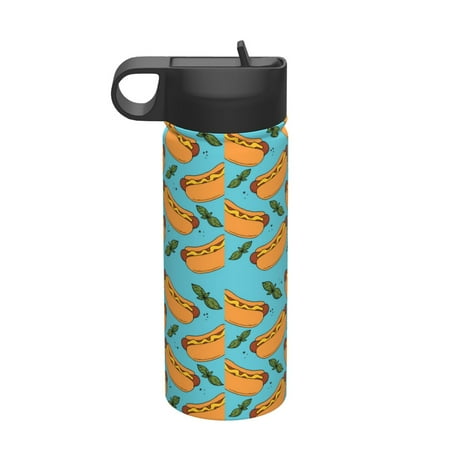 

Goofa Hot Dog 5 for Insulated Kettle 18oz Water Bottle Insulated Tumbler with Handle & Flip Straw - Fits in Cup Holder Leak Resistant Tumbler