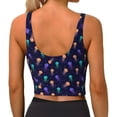 thumbnail image 3 of Haiem Sea Jellyfish Pattern Womens Sports Bra - U Neck Padded Low Impact Yoga Bra Workout Crop Top Gym Moisture-Wicking Workout Vest -Small, 3 of 9
