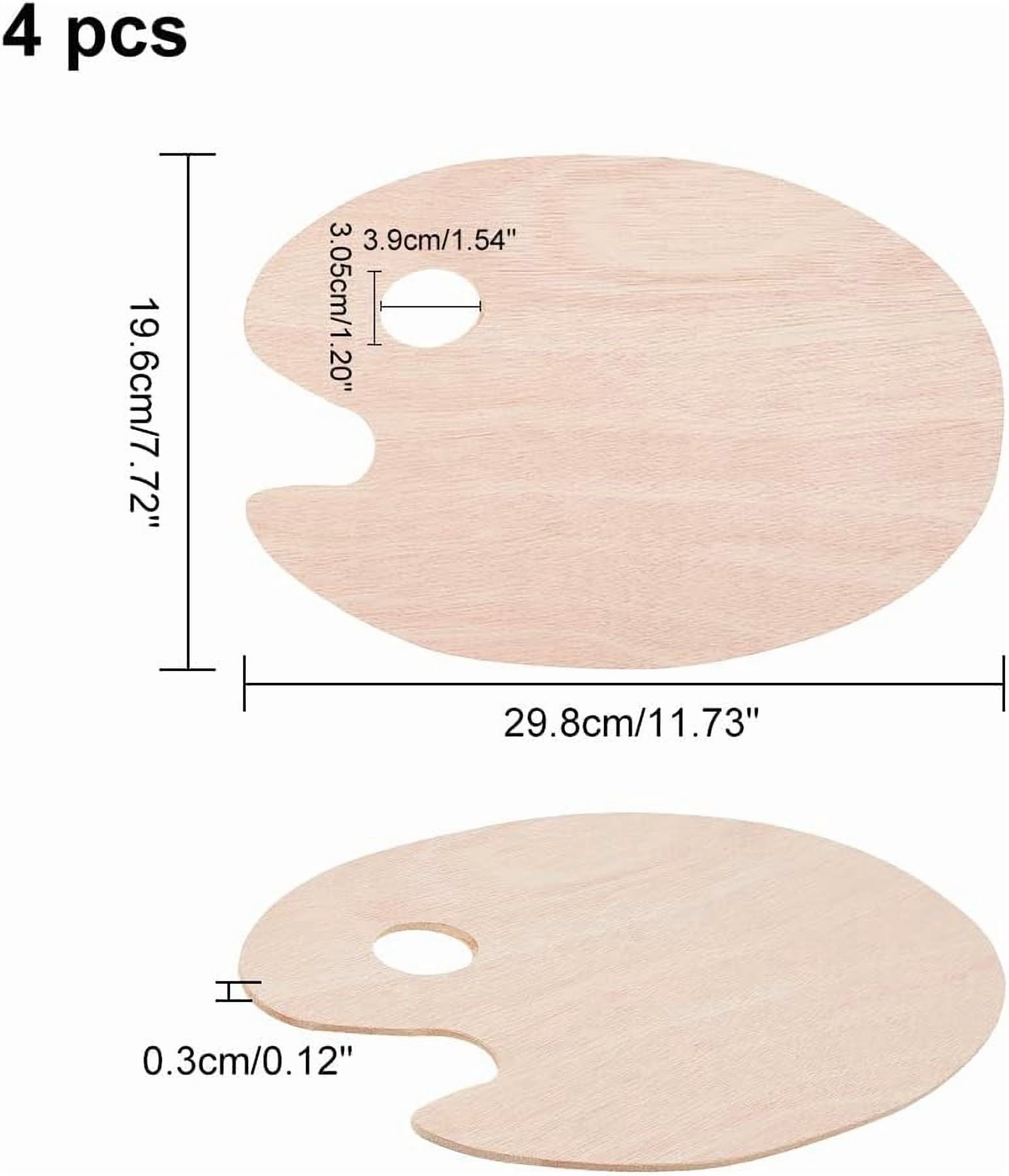 4pcs Oval Wooden Painting Palette 7 x 18 Inch Wooden Paint Tray Artist Painting Palette with Thumb Hole