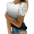 thumbnail image 1 of Besolor T-Shirts à Manches Courtes en Dentelle Col Rond Mode Été 2024 pour Femmes Blouse Décontractée pour Sortir, 1 of 5