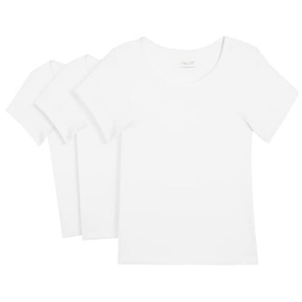 Rene Rofe Girls' Undershirt - 100% Cotton No Show Comfort Crewneck Shirt (3  Pack, 4-14)