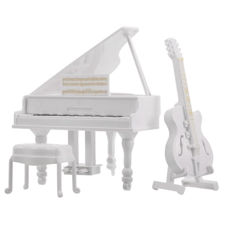 TABLZONE Tiny Piano Figurine Detailed Craftsmanship White Plastic Decor 3Pcs