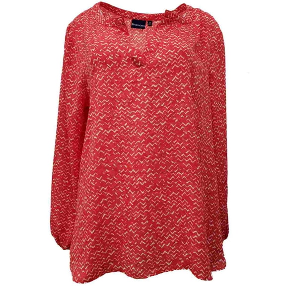 Womens Coral Red & White Patterned Lightweight Shell Blouse Shirt Top X-Large