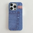 thumbnail image 4 of Compatible with iPhone 15 Pro Luminous Case Glow in The Dark Noctiluncent Fluorescent Case for Women Girly Slim Hard PC Soft Denim Texture Anti Slip Shockproof Light up Phone Cover, Blue, 4 of 14