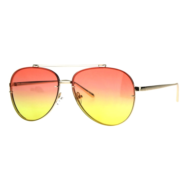 Quay Australia Aviator Sunglasses with Red to Yellow Gradient Lenses Shop Quay Australia On The Fly Sunglasses Yellow Tort/Orange main image 3