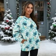 thumbnail image 3 of Xoenoiee Turtle Starfish Coral Print Women's Oversized Sweatshirts Sweaters 2025 Fall Outfits Trendy Crewneck Knit Side Slit Fashion Pullover Tops, Size M, 3 of 7
