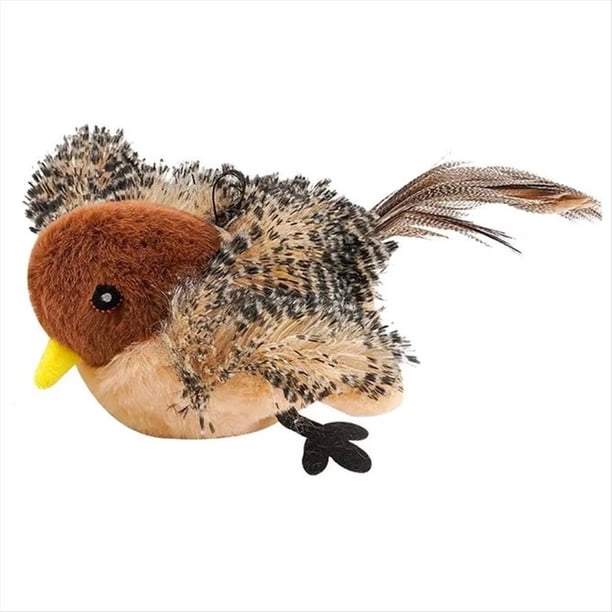 Juguete Electrónico para Gatos,Juguete Interactivo con Forma Gorrión, Pájaro, Simulación Sonido, Juguetes Peluche para Gatos, Juguetes para Burlas, Juguete para Gatitos Que Cantan