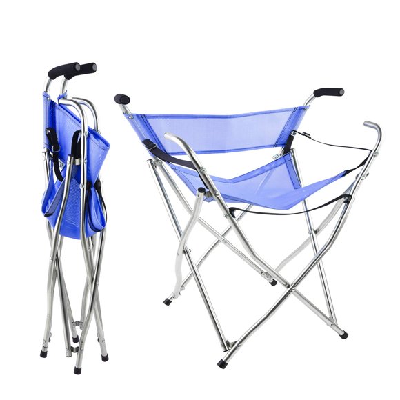 Bastones y bastones Freshore con asiento plegable de 136 kg - Silla plegable deportiva con asiento de bastón y 4 taburetes para acampar (aleación de aluminio resistente, peso de 1 kg a 2,2 lb, talla X