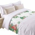 thumbnail image 2 of Bed Runner Scarf for Twin Size Bed, Pink Flamingo Birds Beds Scarf Throws for Foot of Bedding, Summer Tropical Plants Flowers Decorative Beds Runners for Bedroom Guestroom, 71"x20", 2 of 8
