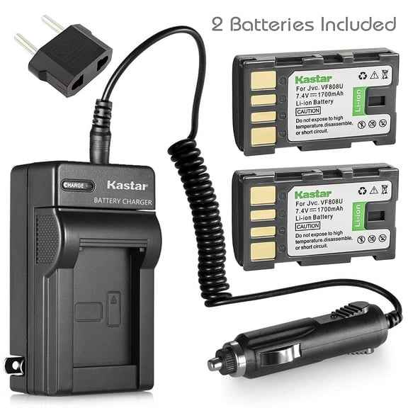 Kastar Battery 2 Pack and Charger Kit for JVC BN VF808 BN VF808U and GZ D230 GZ HD260 GZ HD3 GZ HD5 GZ HD6 GZ