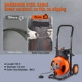thumbnail image 3 of BENTISM Drain Cleaner Machine 100 FT x 1/2 " , Sewer Auger Auto Feed with 4 Cutter & Air-activated Foot Switch for 1" to 4" Pipes, Orange, Black, 3 of 9