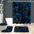 thumbnail image 6 of 4Pcs Blue Shower Curtain Set 3D Cubes Bathroom Sets Modern Shower Curtain Set for Bathroom Sets with Rugs Black and Blue Shower Curtain with 12 Hooks, 6 of 6