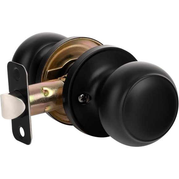 shiyou-Passage Door Knob, Matte Black Door Knobs Keyless Doorknobs for Interior Doors, Hallway, Closet and More, No Locking Door Handle, 1 Pack