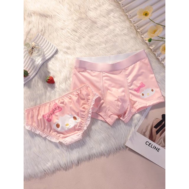Ropa interior a juego para parejas, conjunto de ropa interior de algodón con diseño de hello kitty kuromi melody, regalos para él y ella