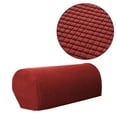 thumbnail image 2 of Wine Red Plaid Fleece Couch Armrest Covers Pair Set - Soft Fleece Lining, Classic Plaid Pattern, Universal Fit, Protective & Decorative Design - For Home Sofa Protection, Living, 2 of 6