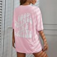 thumbnail image 2 of Womens Tops Casual Fashion Loose Short Sleeve Crew Neck Large Size T Shirts for Women Pink, 2 of 4