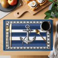 thumbnail image 2 of Navy Blue Anchor Placemats Set of 6, Nautical Summer Beach Coastal Ocean Placemats for Dining Table, Place Mats for Kitchen Tabletop, Waterproof Wipeable Dining Table Mats Set, 2 of 9
