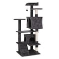 thumbnail image 2 of SuperDeal 55" Cat Tree Tower Double Condo W/Scratching Post Pet Kitty Playhouse, Dark Gray, 2 of 10