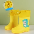 thumbnail image 4 of LYHaoo Girls Rain Boots Toddler Kids Booties With Cute Bunny Dinosaur Design Removable Liner Soft Sole For Daily Wear Spring Summer Fall Sizes 12 Yellow(Little Kid), 4 of 6