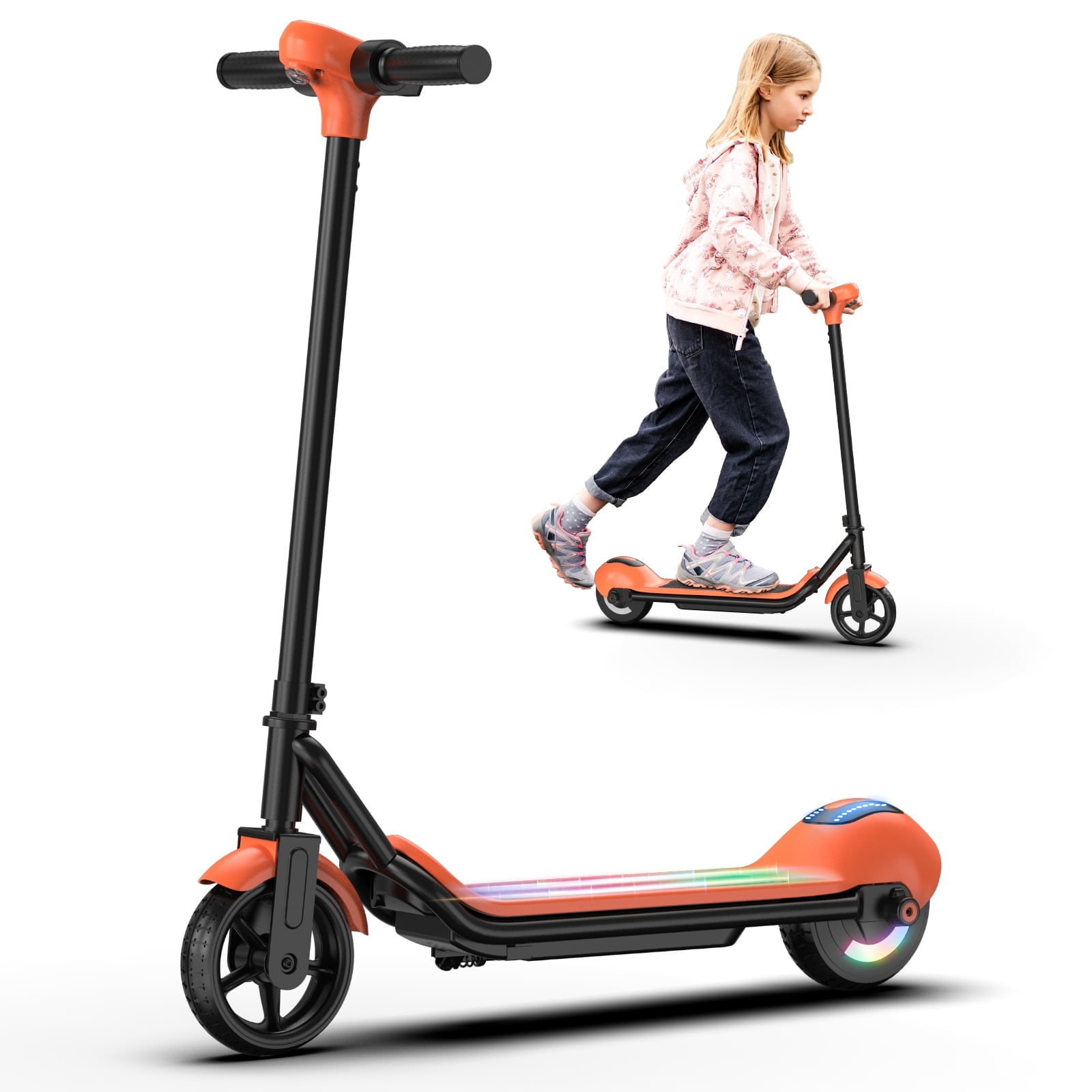 Electric Scooter for Kids Ages 6-12, 110W Motor up to 9 MPH & 5-Mile Range, with Parent-Controlled Speed Modes & LED Safety Lights
