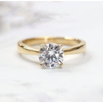 Jewelerix 2 Carat Round Cut Moissanite Engagement Ring for Women 10K/14K Yellow Vermeil Gold Ring, Classic 4-Prong Solitaire Ring, Timeless Bridal Wedding Jewelry