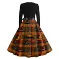 thumbnail image 6 of Womens Halloween Hepburn Dresses Ghost Skeleton Crew Neck Horror Hepburn Dresses Bat Castle Long Sleeve Funny Hepburn Dress, 2XL, 6 of 6