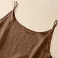 thumbnail image 4 of Women's Cotton Linen Camisole Top, Spaghetti Strap Tank Top, Loose Fit Slimming Sleeveless Shirt for Summer Casual Wear, Layering, Plus Size Undershirt, Stylish Vest-Coffee, 4 of 7