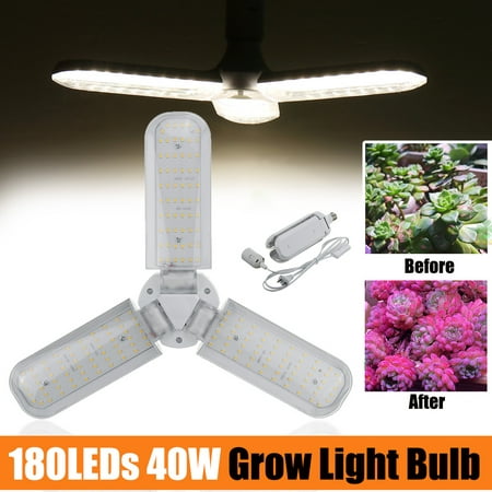 Foldable 40W 180LED 3Leaf Grow Light Bulb Growing Plant Veg Indoor ...