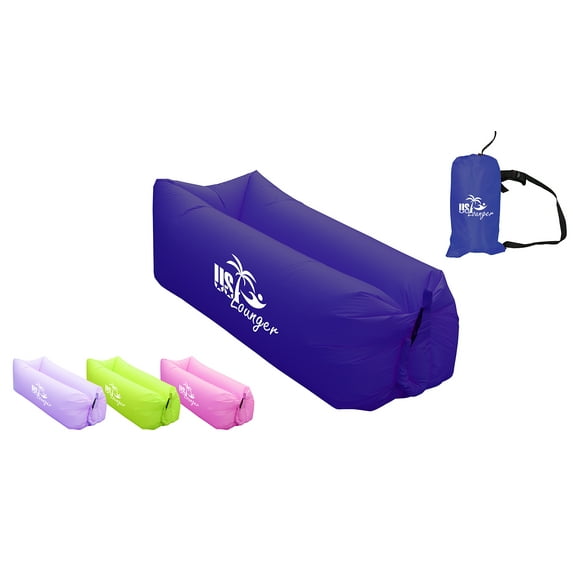 US Lounger Indigo Fast Inflatable Portable Outdoor or Indoor Wind Bed Lounger, Air Bag Sofa, Air Sleeping Sofa Couch, Lazy Bed for Camping, Beach, Park, Backyard