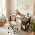 thumbnail image 4 of edx Computer Desk with Drawer 40 Inch PC Table Study Desk with 2-Tier Drawers Storage Shelf Headphone Hook, Modern Simple Style Laptop Desk for Bedroom, Rust, 4 of 9
