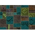 thumbnail image 1 of Ahgly Company Machine Washable Indoor Rectangle Patchwork Turquoise Blue Transitional Area Rugs, 2' x 4', 1 of 4
