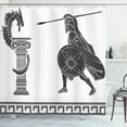 thumbnail image 1 of Ambesonne Retro Shower Curtain, Hero and Dragon Myth, 69"Wx84"L, Grey Charcoal Grey White, 1 of 3