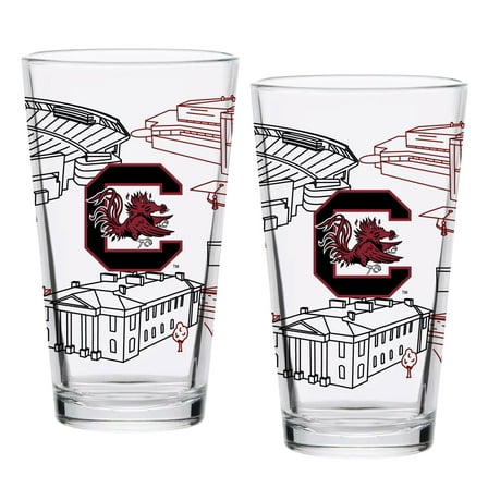 South Carolina Gamecocks Two-Pack 16oz. Campus Line Art Pint Glass Set