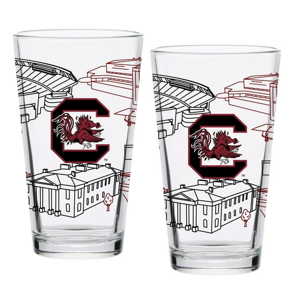 South Carolina Gamecocks Two-Pack 16oz. Campus Line Art Pint Glass Set